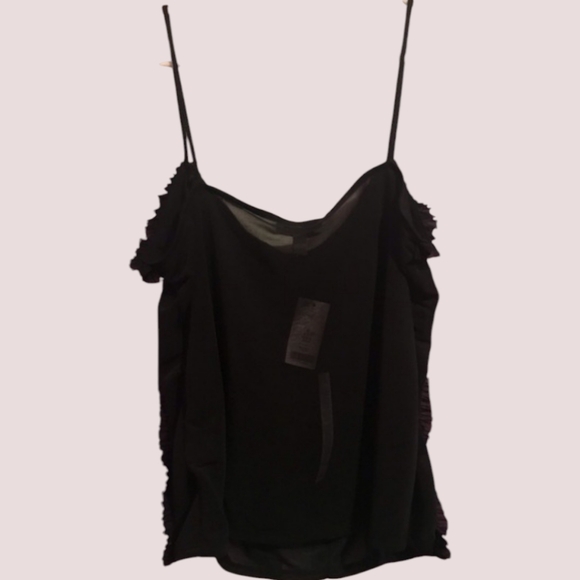 Topshop Ruffle Sheer Camisole in Black M (8-10) - Picture 6 of 7